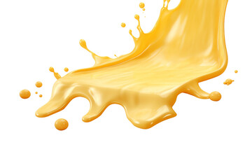 Sunshine Dance: A Yellow Liquid Splashes on a White Canvas. On a White or Clear Surface PNG Transparent Background.