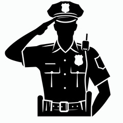 A police officer in uniform saluting.