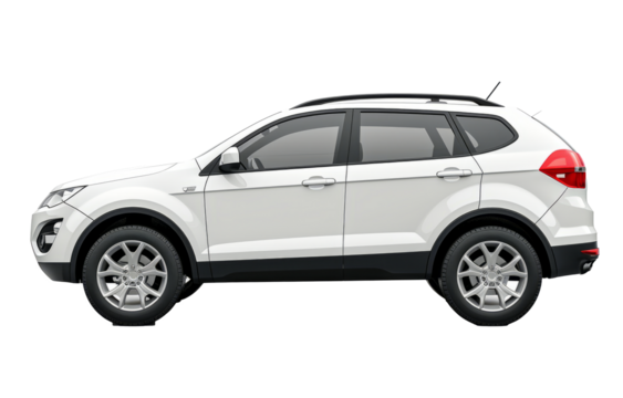 White SUV car isolated on transparent background With clipping path. cut out. 3d render