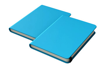 The Enigmatic Dance of Two Blue Notebooks. On a White or Clear Surface PNG Transparent Background.