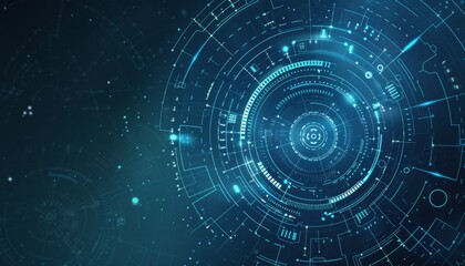 Obraz premium technological interface with circular patterns and digital noise.