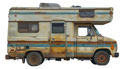Classic beige camper van, cut out - stock png.
