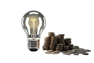 Illuminated Wealth: The Radiant Fusion of Ideas and Prosperity. On a White or Clear Surface PNG Transparent Background.