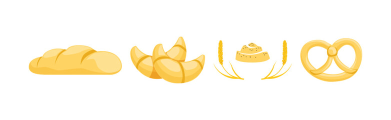 Wheat Pastry and Goods from Bakery Vector Set