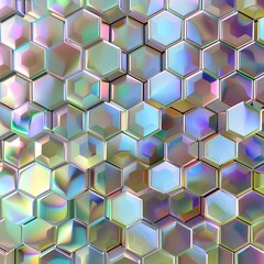 Iridescent colors blending together in hexagonal forms, abstract  , background