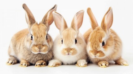 Group of three rabbits sitting together
