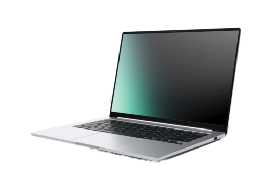 Digital Canvas: Unleashing Creativity With a Green-Screen Laptop. On a White or Clear Surface PNG Transparent Background.