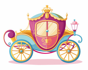 Artistic painting of a royal princess carriage with a crown on top