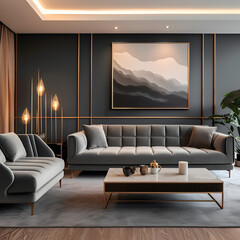 The Chic modern luxury aesthetics style living room in gray tone