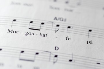 Closeup shot of old Swedish music notes