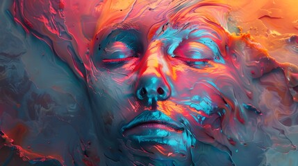 Vibrant Abstract Portrayal of the Complex Human Mind and Inner Emotional Landscape