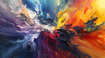 Captivating Abstract Artwork with Vibrant Colors and Expressive Brushstrokes