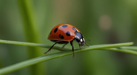 Naklejka premium ladybug on leaf