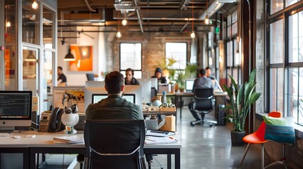 Modern office hustle with focused professionals