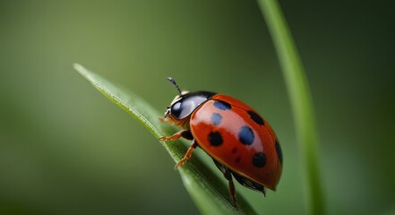 Fototapeta premium ladybug on leaf