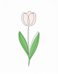 tulip flower drawing painting wall art