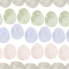 Seamless pattern with easter eggs, hand drawn illustration in watercolor style