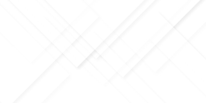 Modern Abstract white background design with layers of textured white transparent material in triangle and squares shapes. White color technology concept geometric line vector background.
