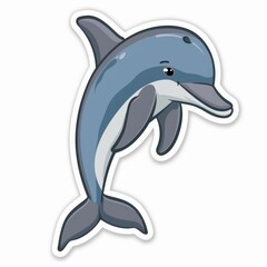   A dolphin sticker with a broad grin and its head emerging from the water