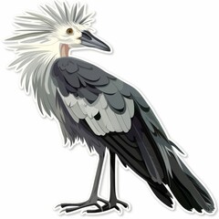 Obraz premium A black-and-white bird with a mohawk adorns its head against a plain white backdrop