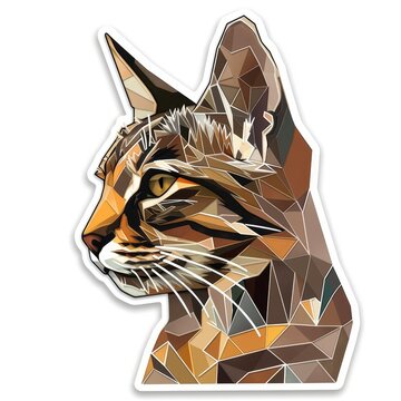 recommend clip art:   A cat's face in detail on a sticker of a cat head's image