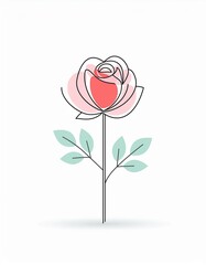 rose isolated on white background wall art painting drawing 