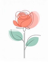 rose isolated on white background wall art painting drawing 