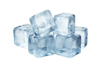 Towering Ice Cubes: A Frozen Structure. On a White or Clear Surface PNG Transparent Background.