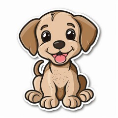  Dog with tongue out, on white background..Or, for a more descriptive version:..A colorful sticker featuring a playful dog with
