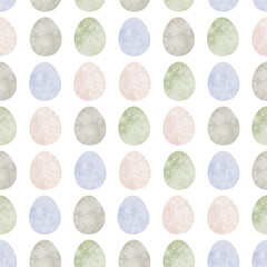 Seamless pattern with easter eggs, hand drawn illustration in watercolor style