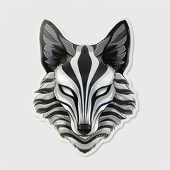 Fototapeta premium A sticker featuring a zebra's head with its authentic black-and-white stripe pattern