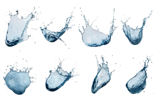 Cascading Liquid Symphony. On a White or Clear Surface PNG Transparent Background.