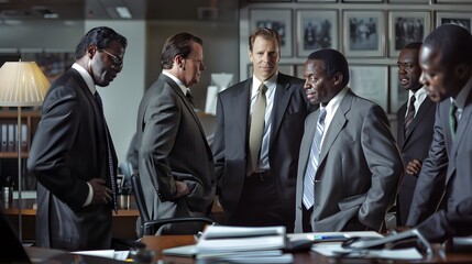 Professionals in a serious boardroom discussion