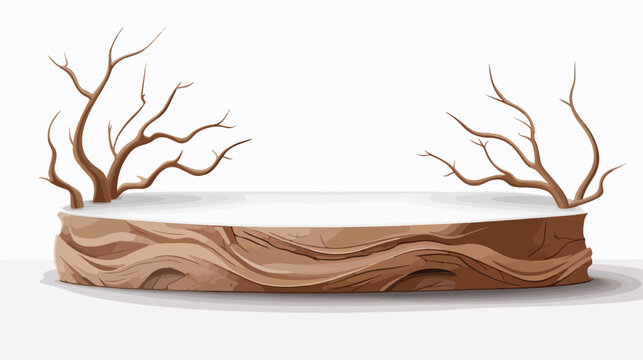 recommend clip art: Decorative plaster podium with branches and tree bark
