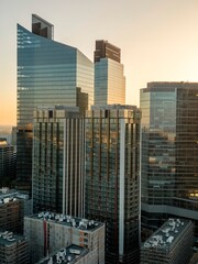 Rays of Prosperity: Sunrise in Warsaw's Financial District.