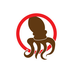 Octopus logo or symbol icon illustration design template