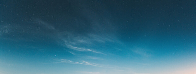 Panorama Of Blue Night Starry Sky Night Glowing Stars Natural Glowing Stars