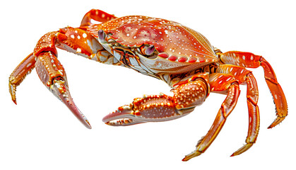 Colorful reef crab with detailed textures, cut out - stock png.