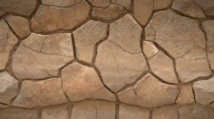 Stone Wall Texture. Brick Wall Background. Rough Stone Surface. Ancient Brickwork. Weathered Vintage Old Masonry Rustic Aged Architecture Pattern Urban Yellow