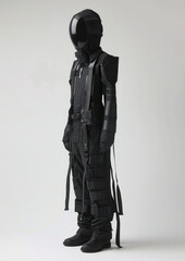 Obraz premium A man in a black outfit with a mask on his face