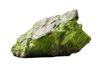 Enchanted Mossy Boulder. On a White or Clear Surface PNG Transparent Background.
