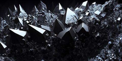 Stylish black crystals.Background with black crystals. Precious crystals in black color.Brutal and stylish background with black crystals