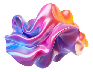 Obraz premium Wavy abstract form with gradient color flow, cut out - stock png.