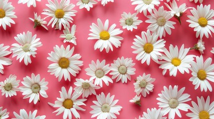 Fototapeta premium White chamomile flowers, natural background. An invitation card, a place for the text.