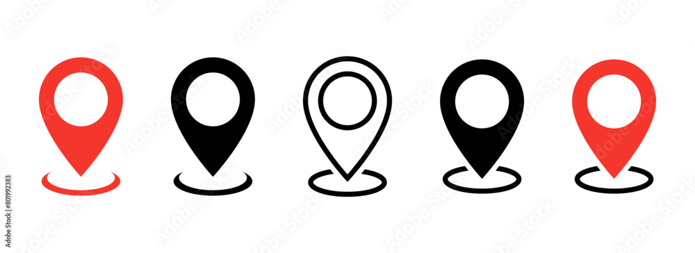 Poster Location icon set, Map pin place marker. location pointer icon symbol in flat style. Location pin line icon, Navigation sign