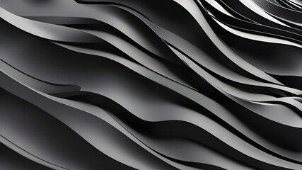 3D Black Wavy Shapes Background