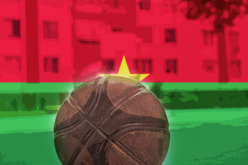 Basketball ball with Burkina Faso flag, tournament or competition, Burkina Faso victory and win 