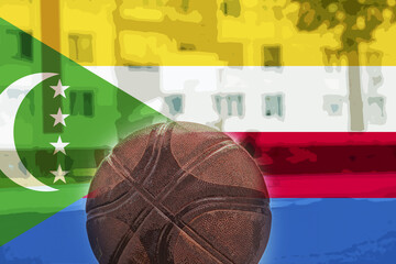 Basketball ball with Comoros flag, basketball cup idea, Comoros victory and win concept, basket 