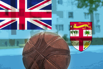 Basketball ball with Fiji flag, basketball cup idea, basket ball and national flag, Fiji victory 