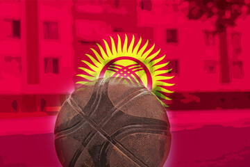 Basketball ball with Kyrgyzstan flag, Kyrgyzstan victory and win concept, basket ball and national 